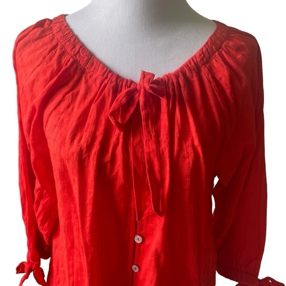 Cleobella Ryan Blouse in Cherry Red Size Medium New - Picture 3 of 16